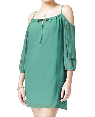 City Studios Juniors Solid Cold-Shoulder Shift Dress Large