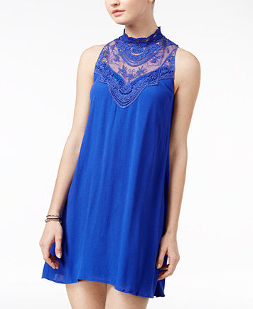 City Studio Juniors Embroidered Shift Dress Royal Blue XS