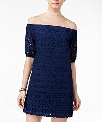 City Studio Juniors Off-The-Shoulder Shift Dress Navy