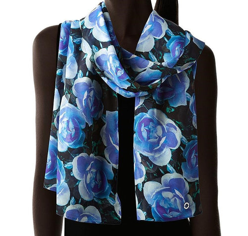 Calvin Klein Floral Print Oblong Scarf Ultramarine ONE SIZE