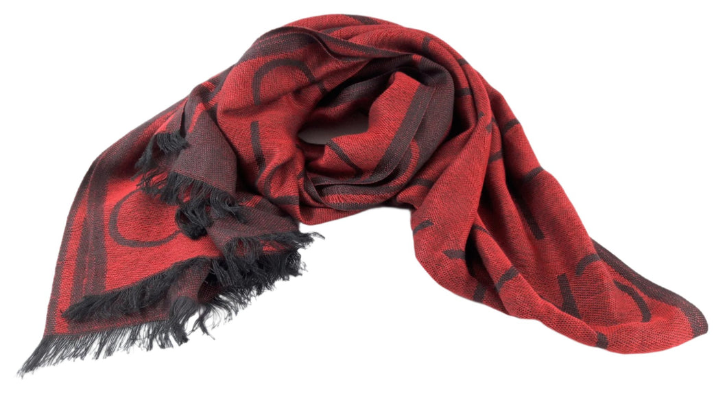 Calvin Klein Womens Red Ck Logo Scarf Shoppers Galore