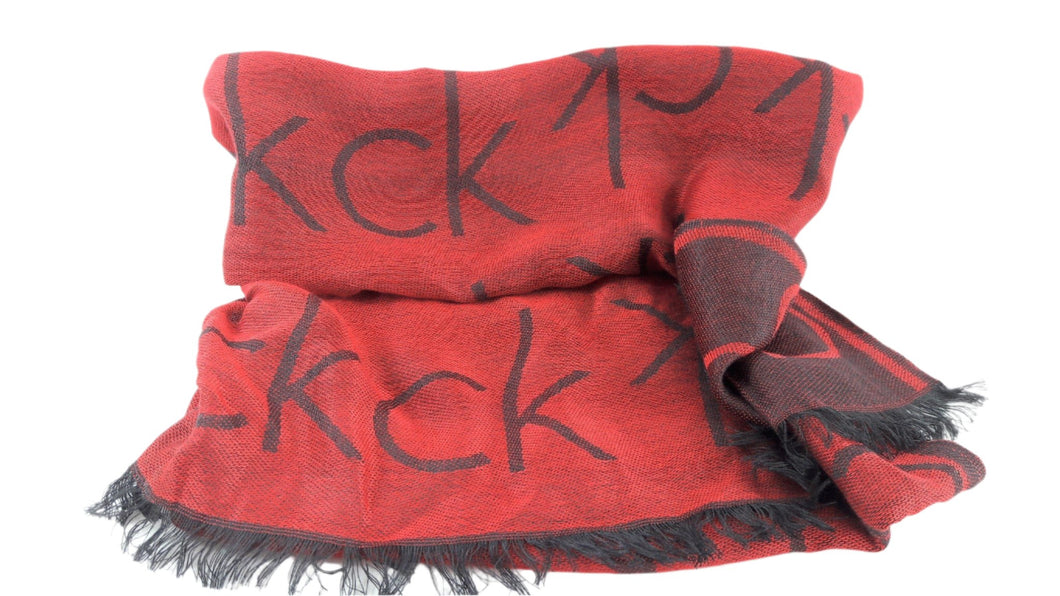 Calvin Klein Womens Red Ck Logo Scarf Shoppers Galore