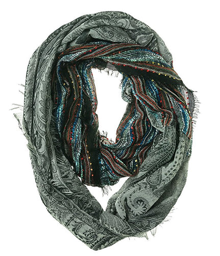 Collection XIIX Women's Woven Paisley Infinity Scarf Black Bright