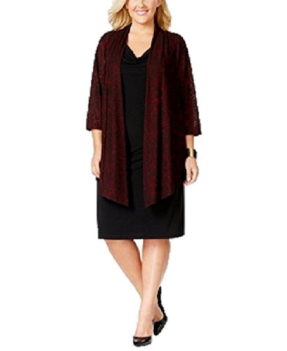 Connected Womens Plus Size Layered Jacket Dress Size 14W