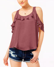 Crave Fame Juniors Ruffled Racerback Top Balmy Clay L