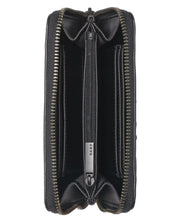 DKNY Women's Black 10018 Leather Logo Zip-Around Wallet