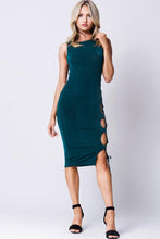 Lace Up Solid Midi Dress