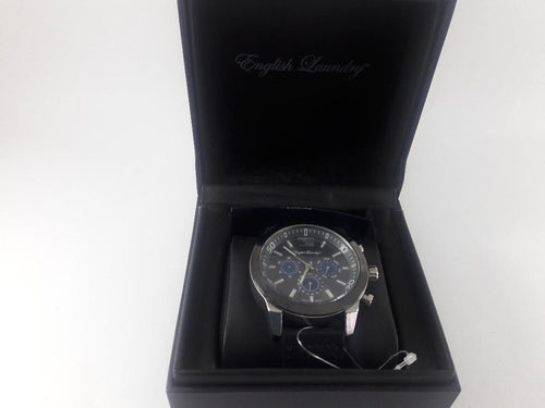 English Laundry Men's EL7964 Gunmetal Dial Leather Strap Watch