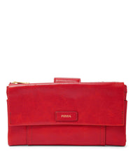 Fossil Ellis Leather Clutch Crimson