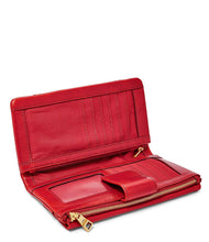 Fossil Ellis Leather Clutch Crimson