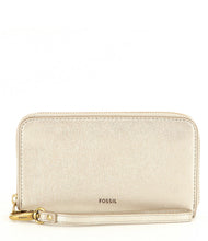 Fossil Emma RFID Leather Smartphone Wristlet Taupe Metallic