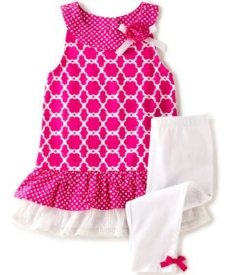 Kids Headquarters Little Girls' 2-Piece Printed Ruffle Tunic Size 6X