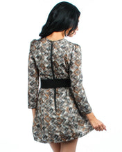Lumiere Womens Printed Silk Dress with Cage Neckline
