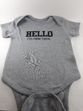 Little DiLascia Baby "Hello I'm new here" Onesie Grey