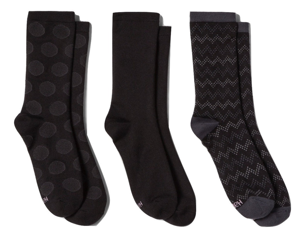 Hanes Premium Women's Trouser Sock Black Print 5-9