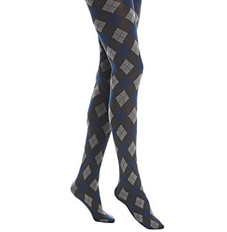 Women's Lemon Legwear | Tip Toe Argyle Tights | Graphite