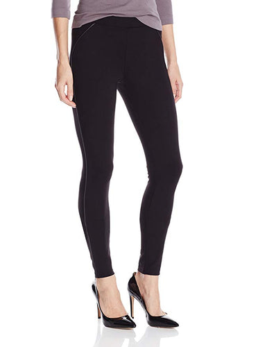 Hue Women's Ponte Leggings with Leatherette Piping