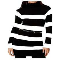 INC White Striped Chain Belted Womens Sweater Dress Size Large