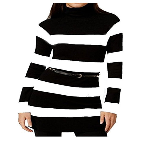 INC White Striped Chain Belted Womens Sweater Dress Size Large