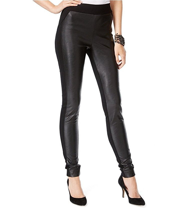 INC Deep Womens Faux Leather Skinny Contrast Dress Pants Size 8