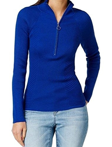 INC Womens Knit Mock Neck 1/2 Zip Sweater Goddess Blue Size XL