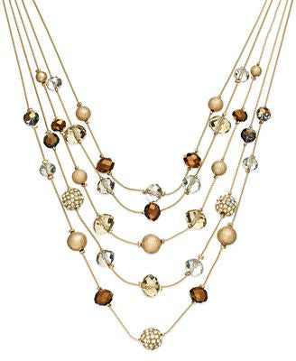 INC International Concepts Gold-Tone Bronze Bead Illusion Necklace