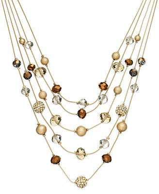INC International Concepts Gold-Tone Bronze Bead Illusion Necklace
