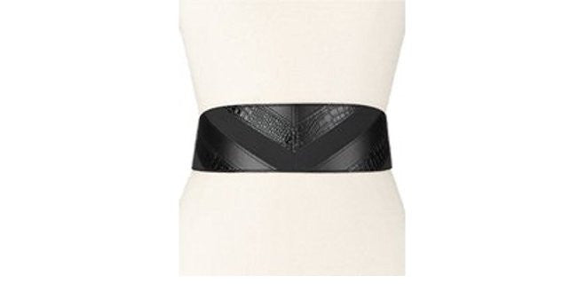 INC International Concepts Womens Patchwork Stretch Belt Black M/L