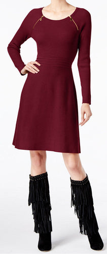 INC International Concepts Double-Zip A-Line Sweater Dress Size Large