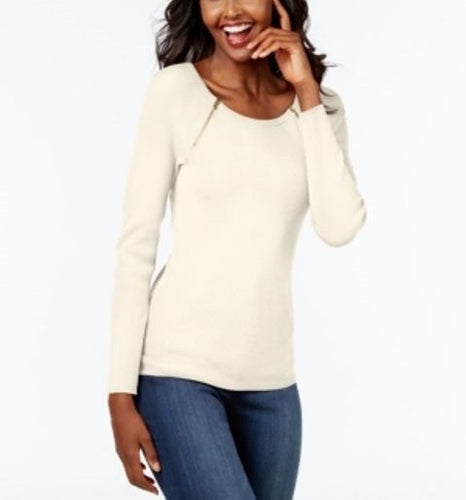 INC International Concepts Double-Zip Ribbed Sweater