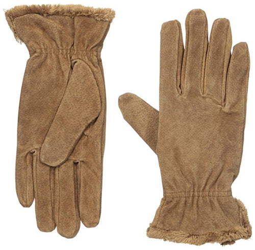 Isotoner Women’s Suede Gloves with Gathered Wrist Luggage M
