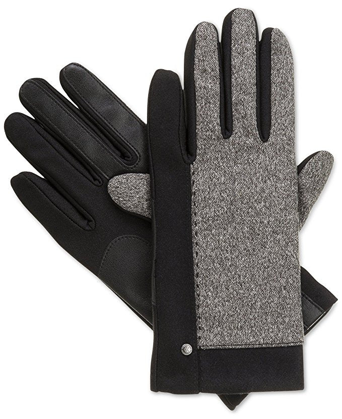 Isotoner Black Stretch Tweed SmarTouch Womens Fleece Lined Gloves
