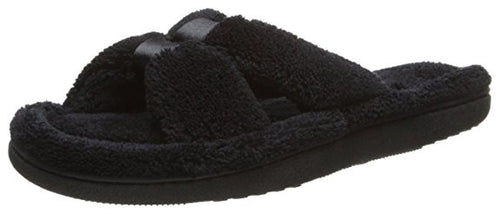 Isotoner Women's Microterry Satin X-Slide Slipper Black 8/9