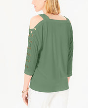 JM Collection Statement-Sleeve Cold-Shoulder Top X-Large