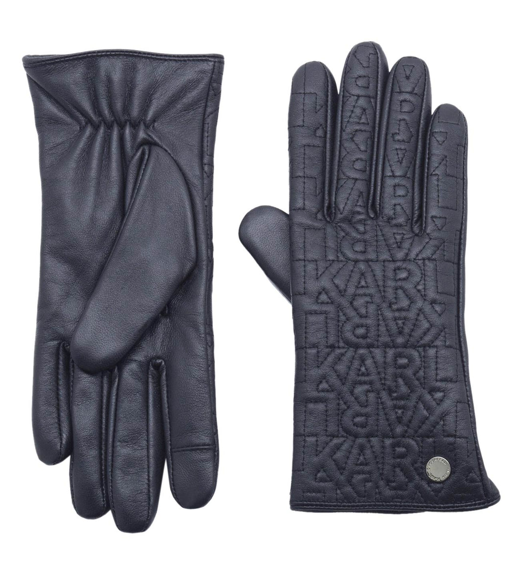 Karl Lagerfeld Womens Touchscreen Leather Quilted Gloves L