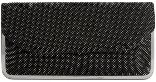 La Regale Mesh Flap Clutch Black