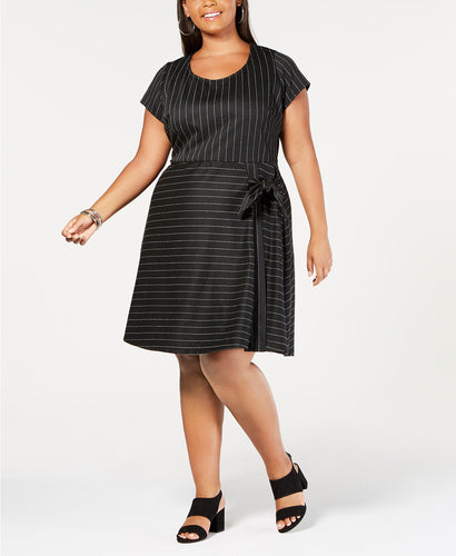 Love Squared Trendy Plus Striped Side Tie Dress 2X