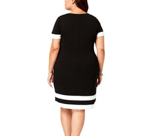 Love Squared Trendy Plus Size Shift Dress with Bottom Stripe 2X