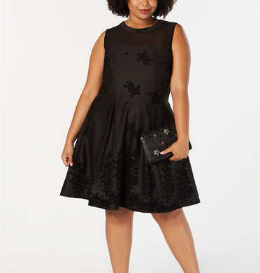 Love Squared Trendy Plus Size Flocked-Velvet Fit & Flare Dress 1X