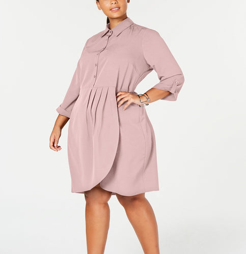 Love Squared Trendy Plus Size Cascade Wrap Shirtdress 3X