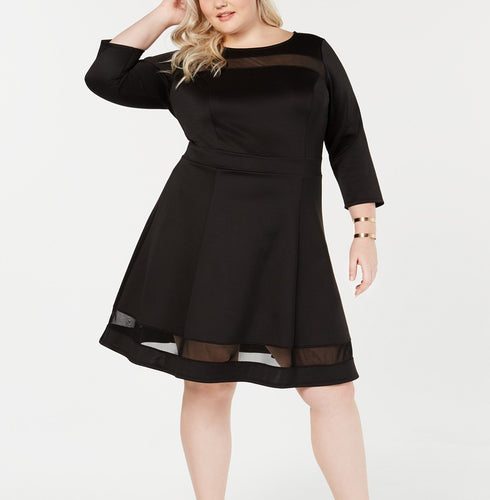 Love Squared Trendy Plus Size Illusion Fit & Flare Dress 2X