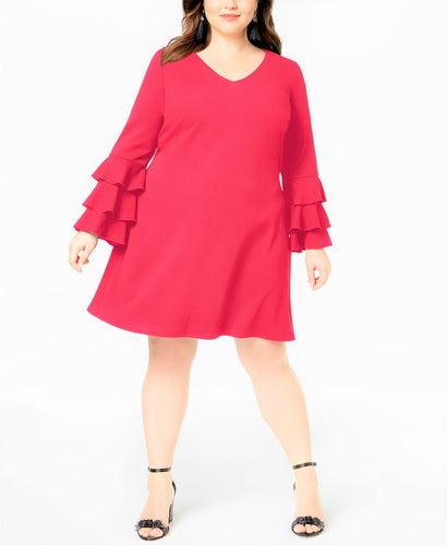 Love Squared Trendy Plus Size Tiered Bell Sleeve Dress 1X