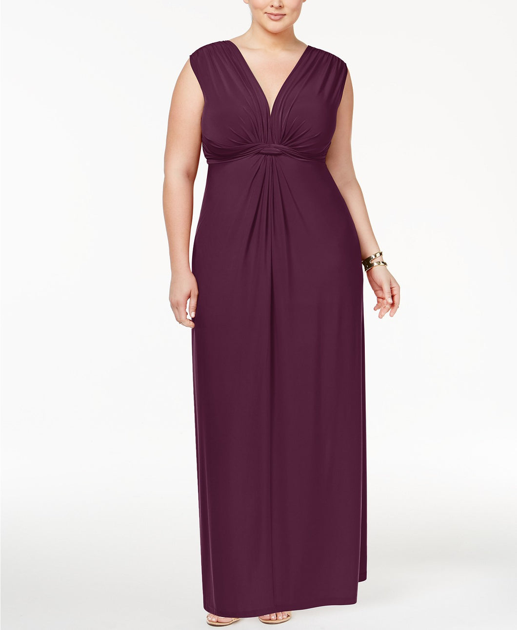 Love Squared Trendy Plus Size Sleeveless Knotted Maxi Dress 1X