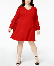 Love Squared Trendy Plus Size Tiered Bell Sleeve Dress 1X
