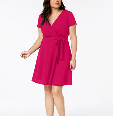 Love Squared Trendy Plus Size Wrap Techno Crepe Dress 1X