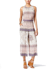 Emerald Sundae Juniors Printed Gaucho Jumpsuit Ivory Blush S