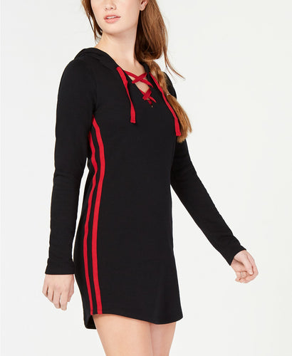 Material Girl Juniors' Varsity-Stripe Sweater Dress L