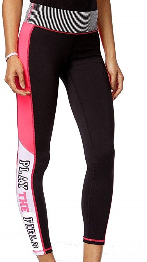Material Girl Juniors Colorblocked Graphic Play the Field Yoga Pants M