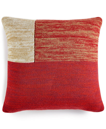 Martha Stewart Collection Chunky Knit Colorblocked  Red