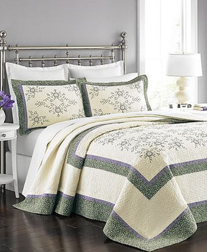 Martha Stewart Collection Valencia Eyelet Bedspread Ivory/Purple
